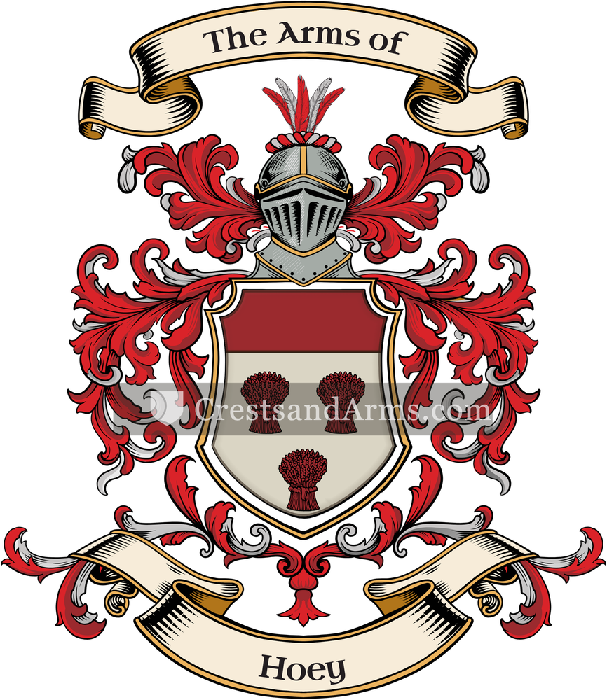 The Hoey coat of arms, drawn from the recorded blazon