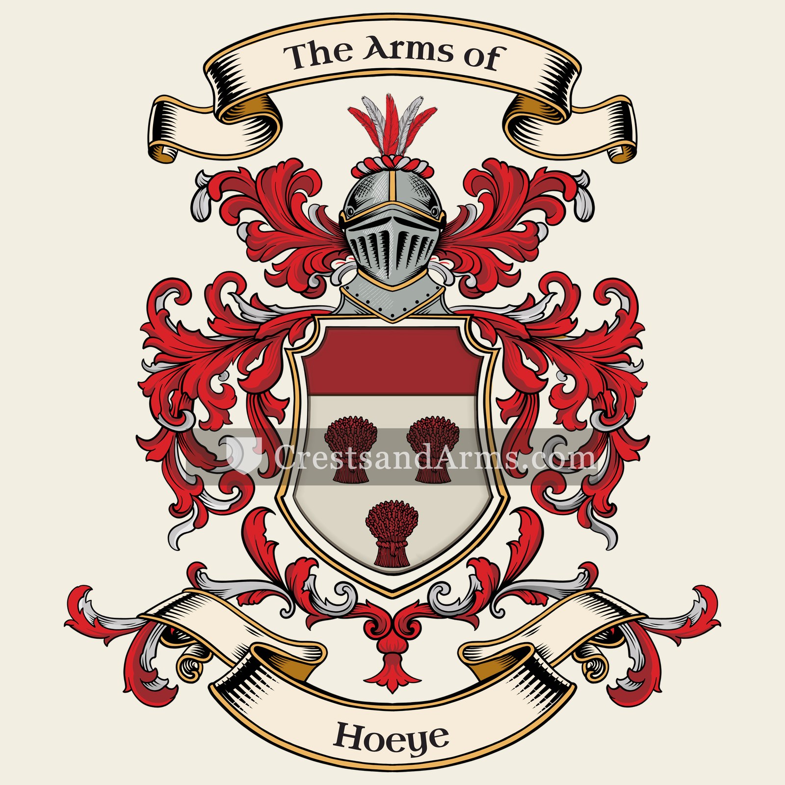 The Hoeye coat of arms, drawn from the recorded blazon