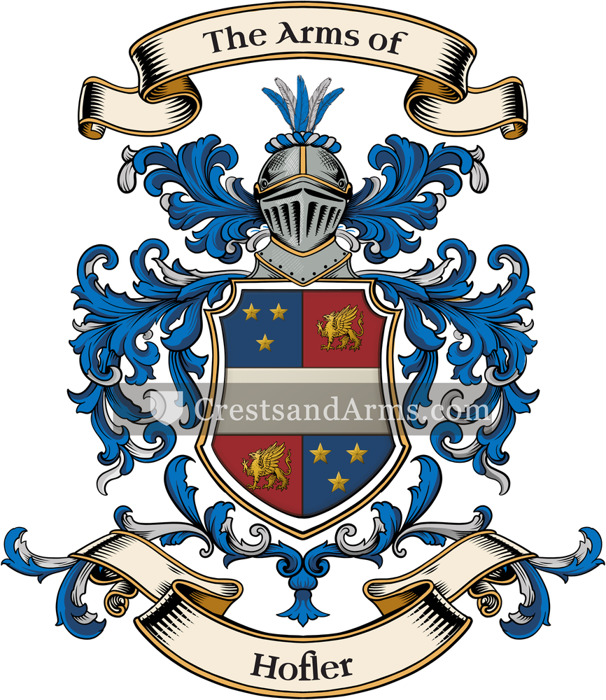 The Hofler coat of arms, drawn from the recorded blazon