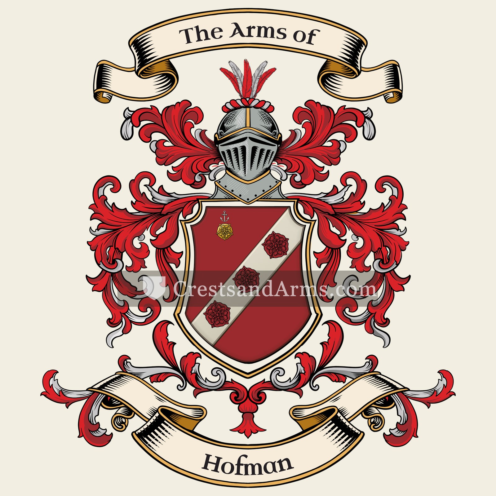 The Hofman coat of arms, drawn from the recorded blazon