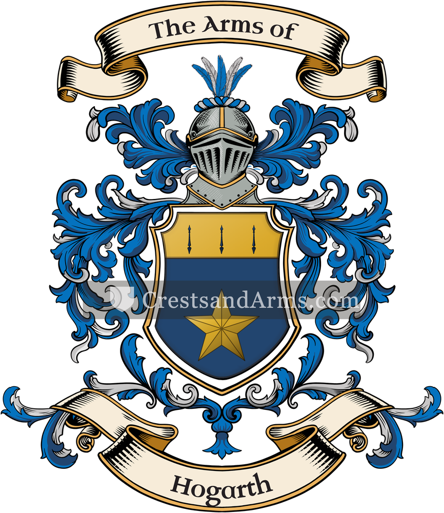 The Hogarth coat of arms, drawn from the recorded blazon