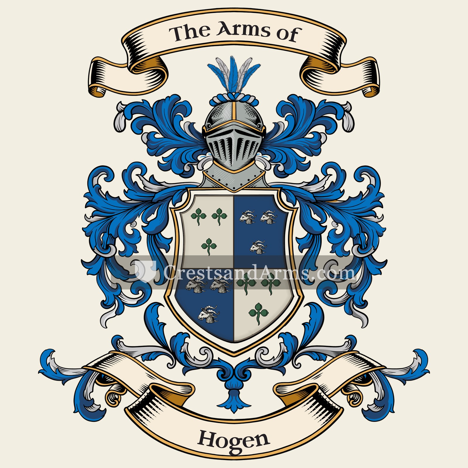 The Hogen coat of arms, drawn from the recorded blazon