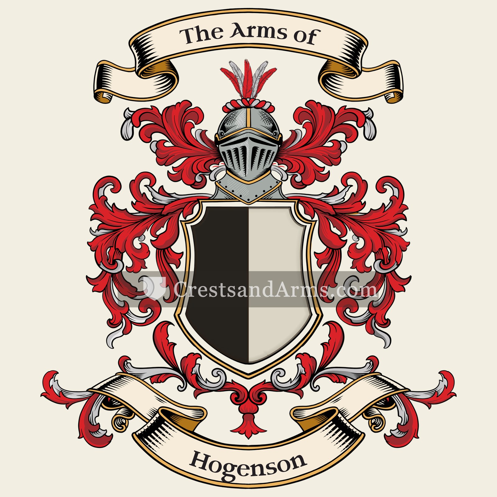 The Hogenson coat of arms, drawn from the recorded blazon