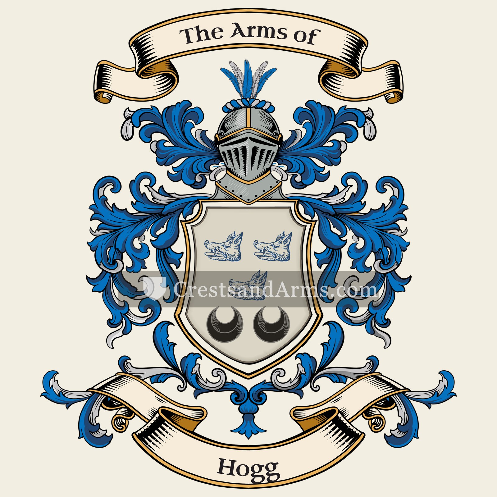 The Hogg coat of arms, drawn from the recorded blazon