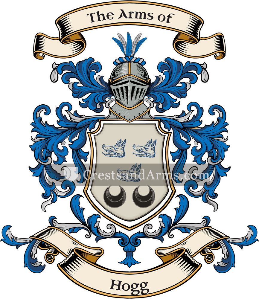 The Hogg coat of arms, drawn from the recorded blazon