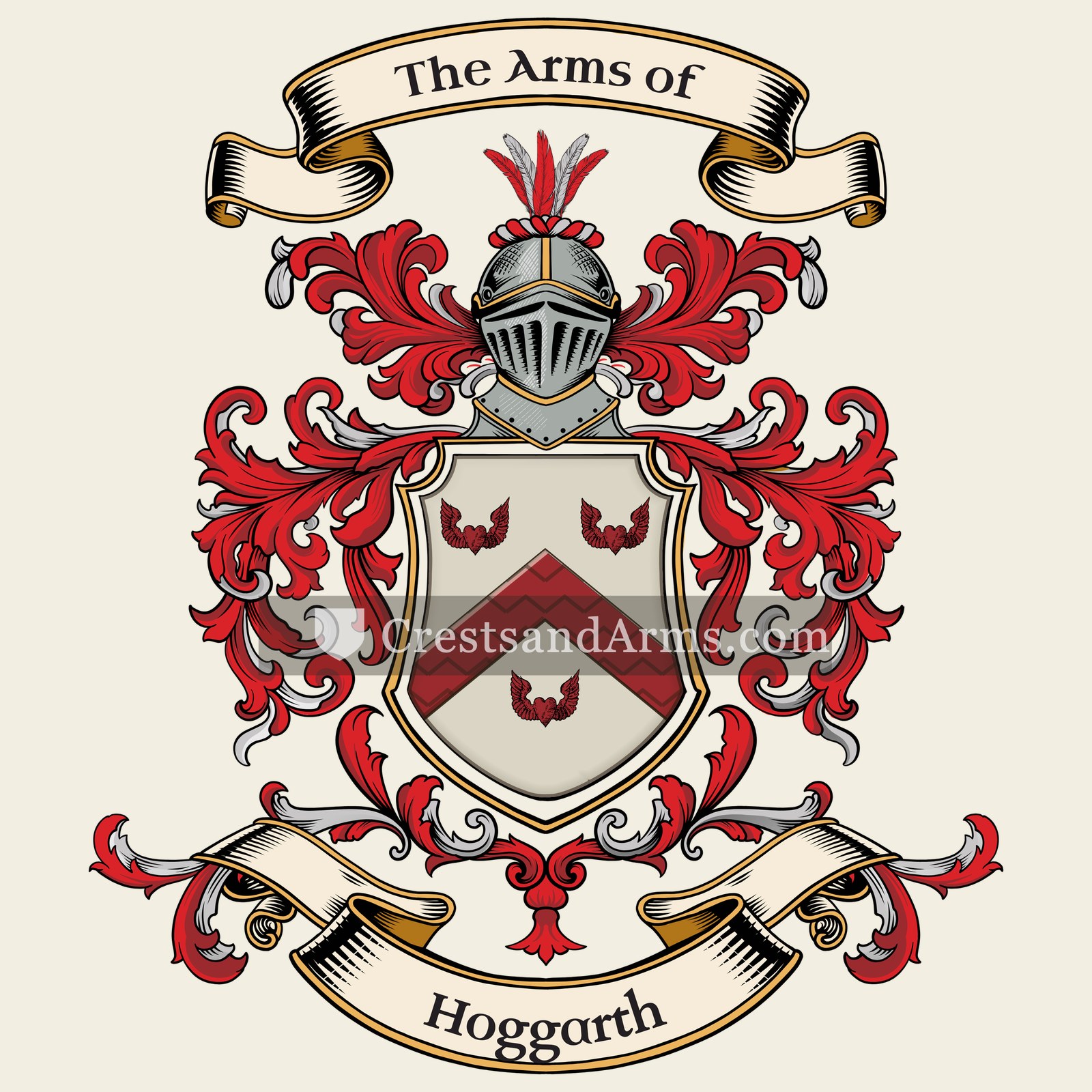The Hoggarth coat of arms, drawn from the recorded blazon