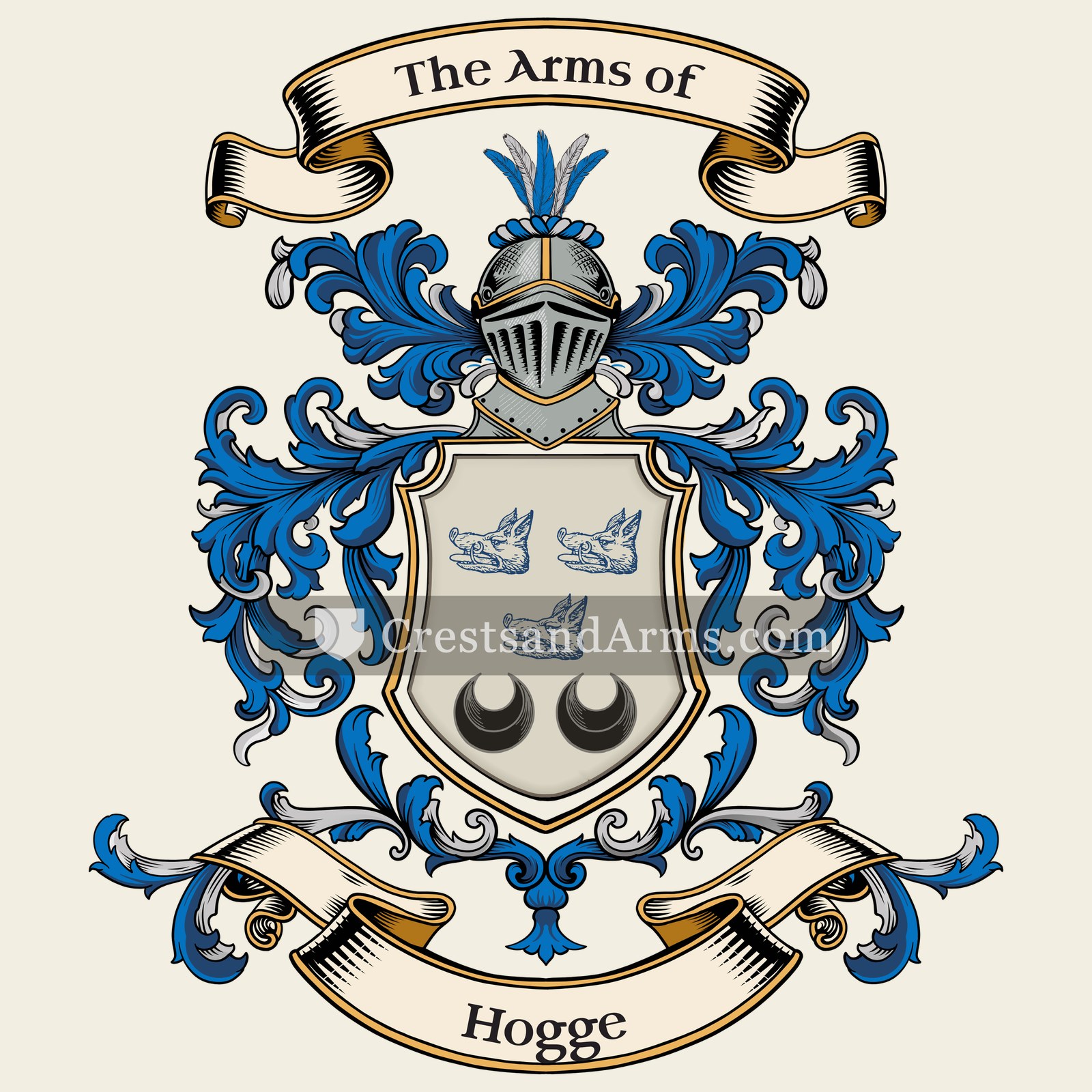 The Hogge coat of arms, drawn from the recorded blazon