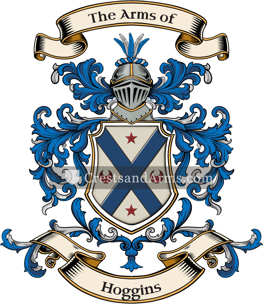 The Hoggins coat of arms, drawn from the recorded blazon