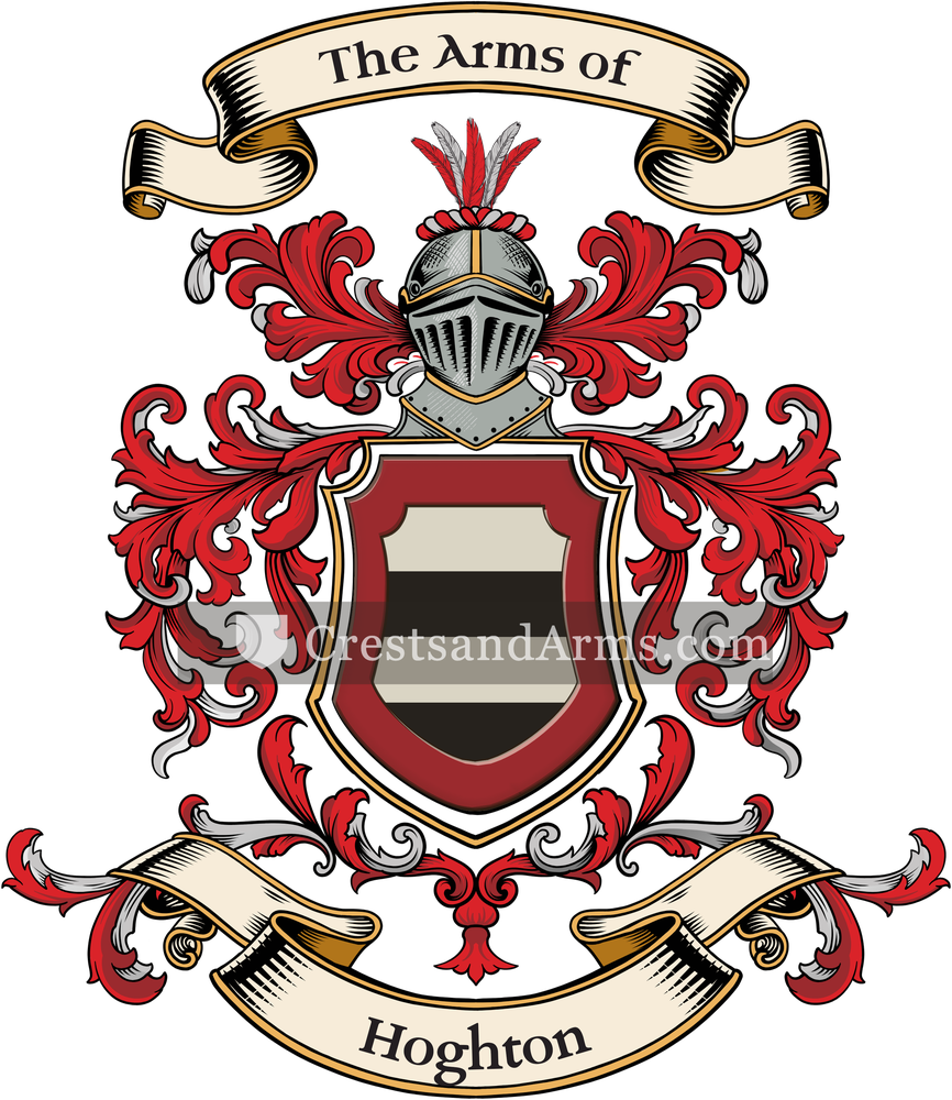 The Hoghton coat of arms, drawn from the recorded blazon