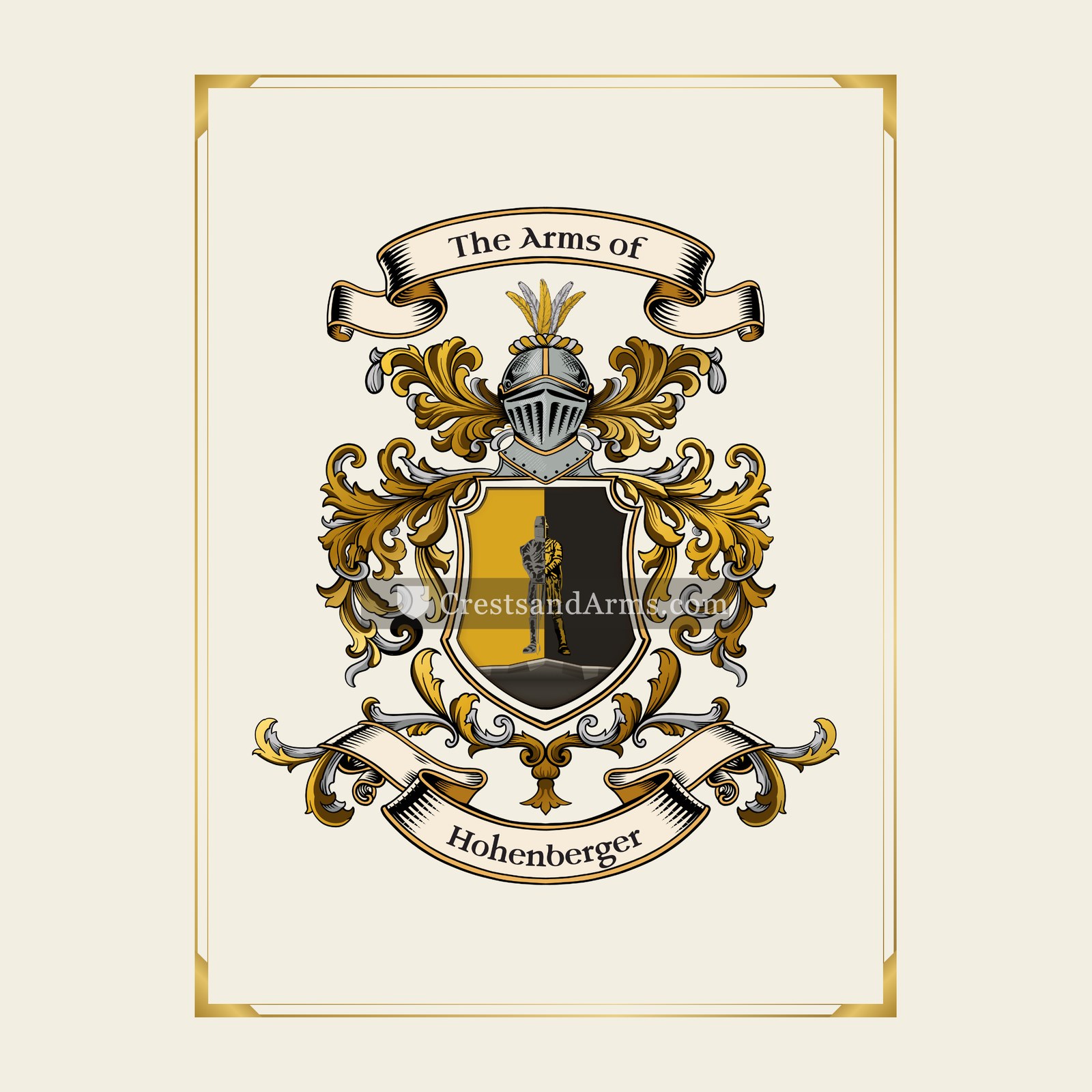 With gold border