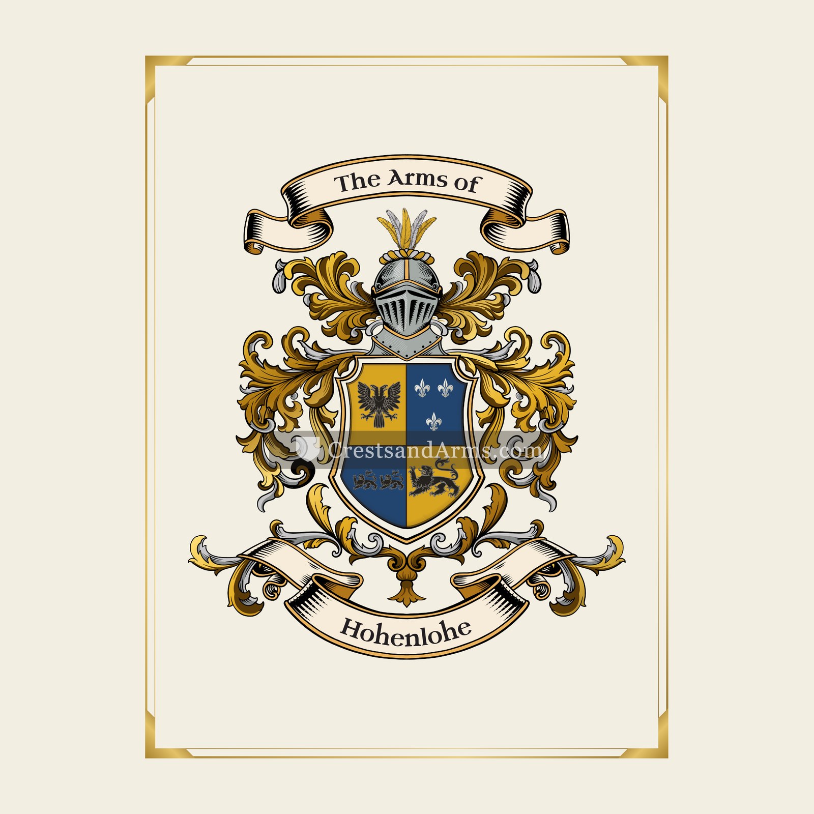With gold border