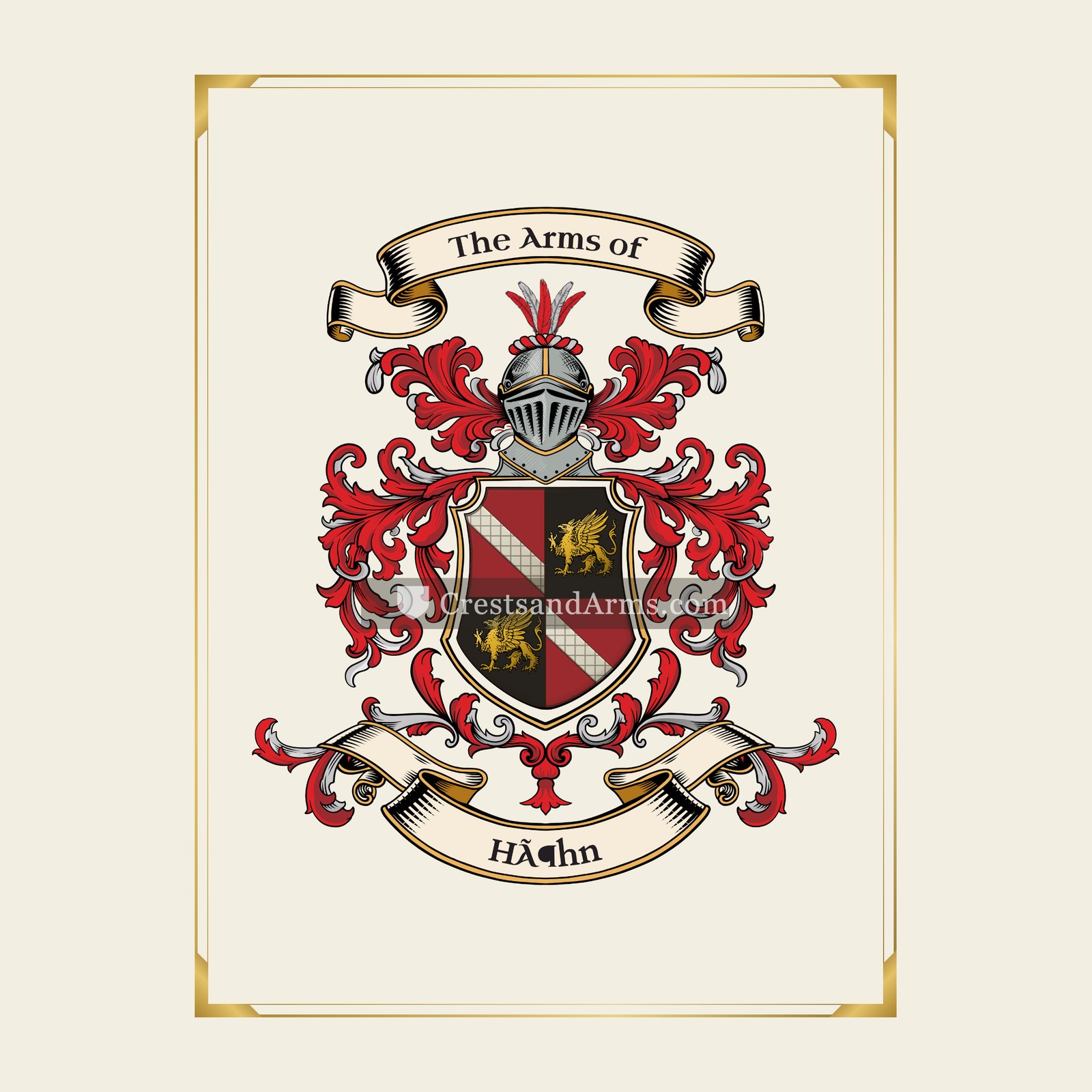With gold border
