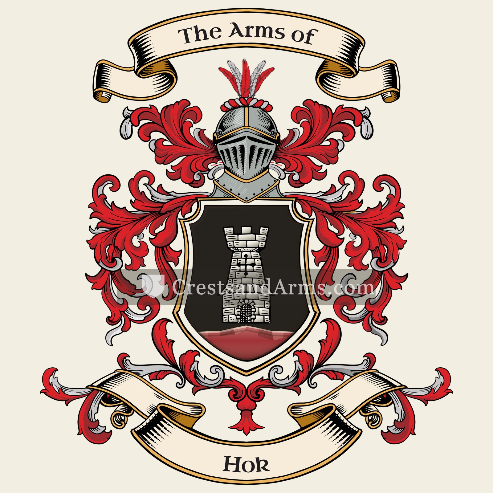 The Hok coat of arms, drawn from the recorded blazon