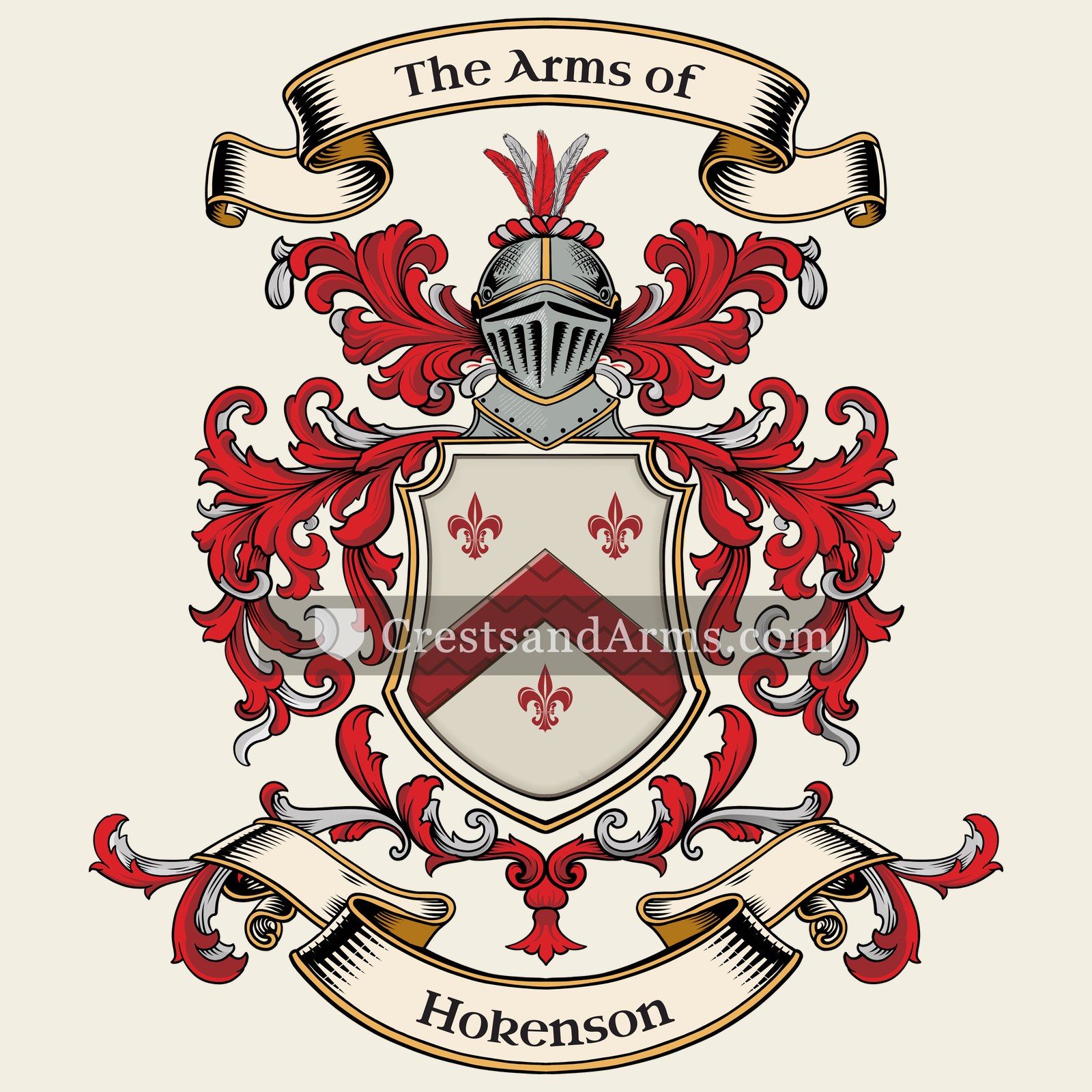 The Hokenson coat of arms, drawn from the recorded blazon