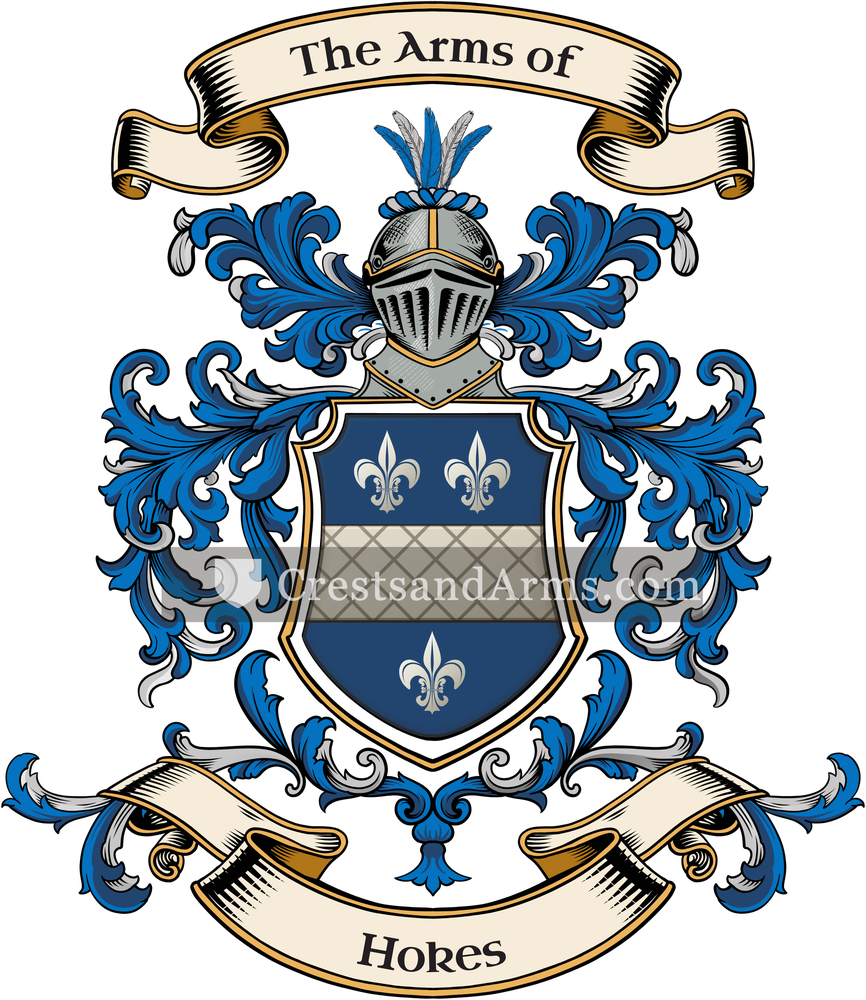 The Hokes coat of arms, drawn from the recorded blazon