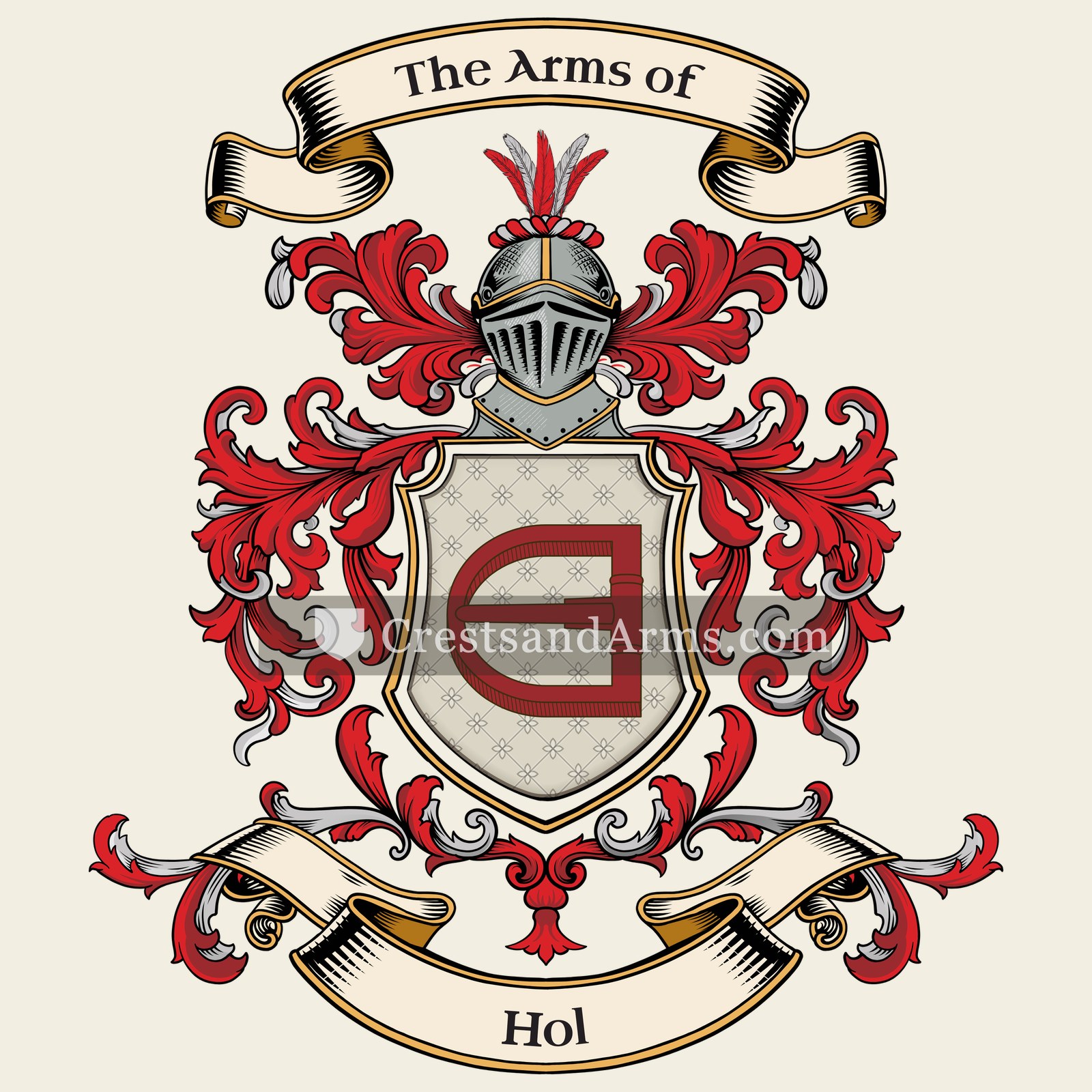 The Hol coat of arms, drawn from the recorded blazon