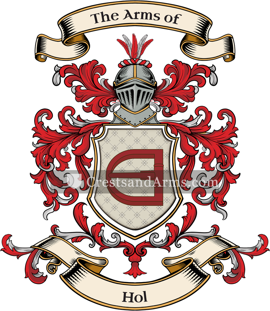 The Hol coat of arms, drawn from the recorded blazon