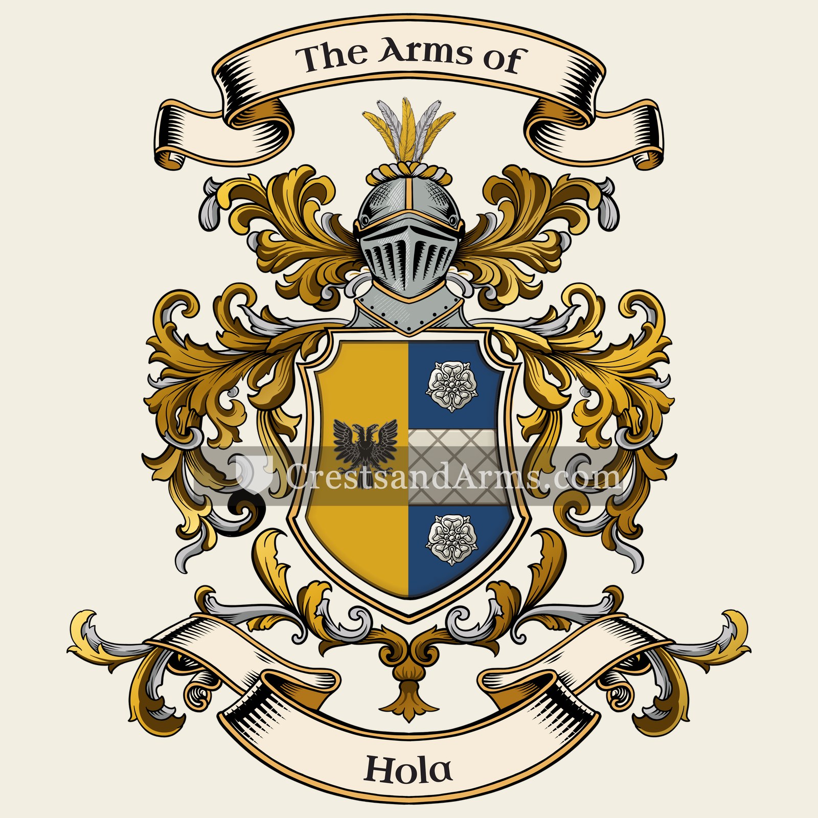 The Hola coat of arms, drawn from the recorded blazon