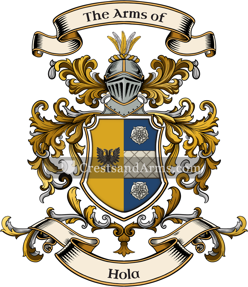 The Hola coat of arms, drawn from the recorded blazon