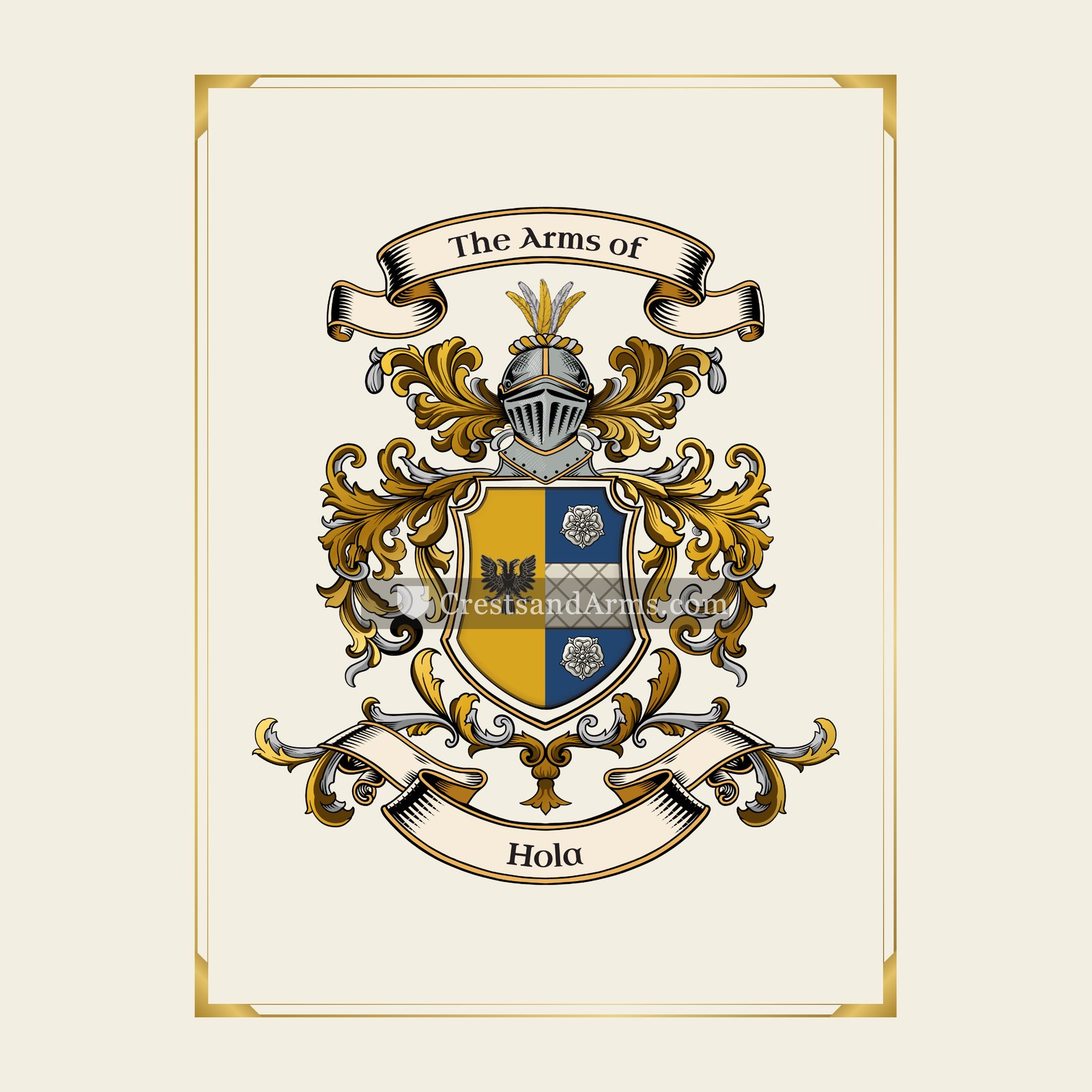 With gold border