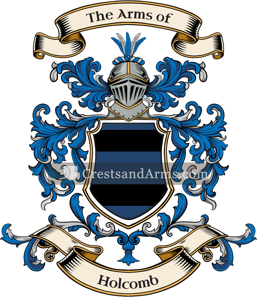 The Holcomb coat of arms, drawn from the recorded blazon
