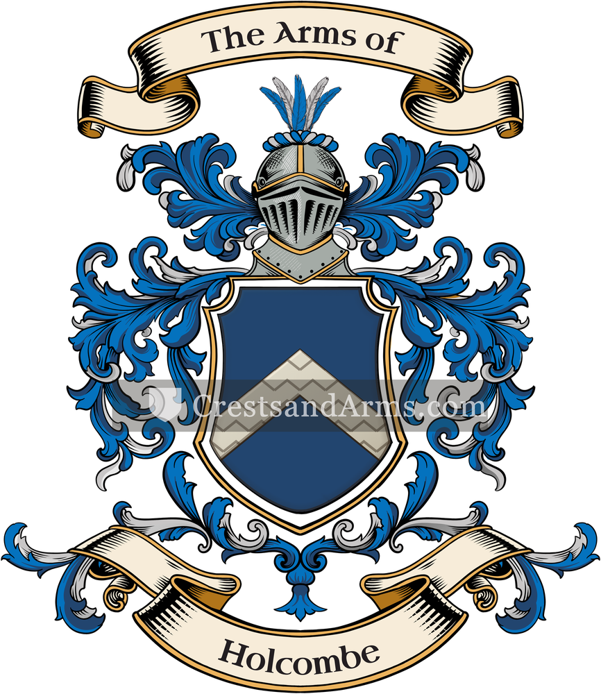 The Holcombe coat of arms, drawn from the recorded blazon
