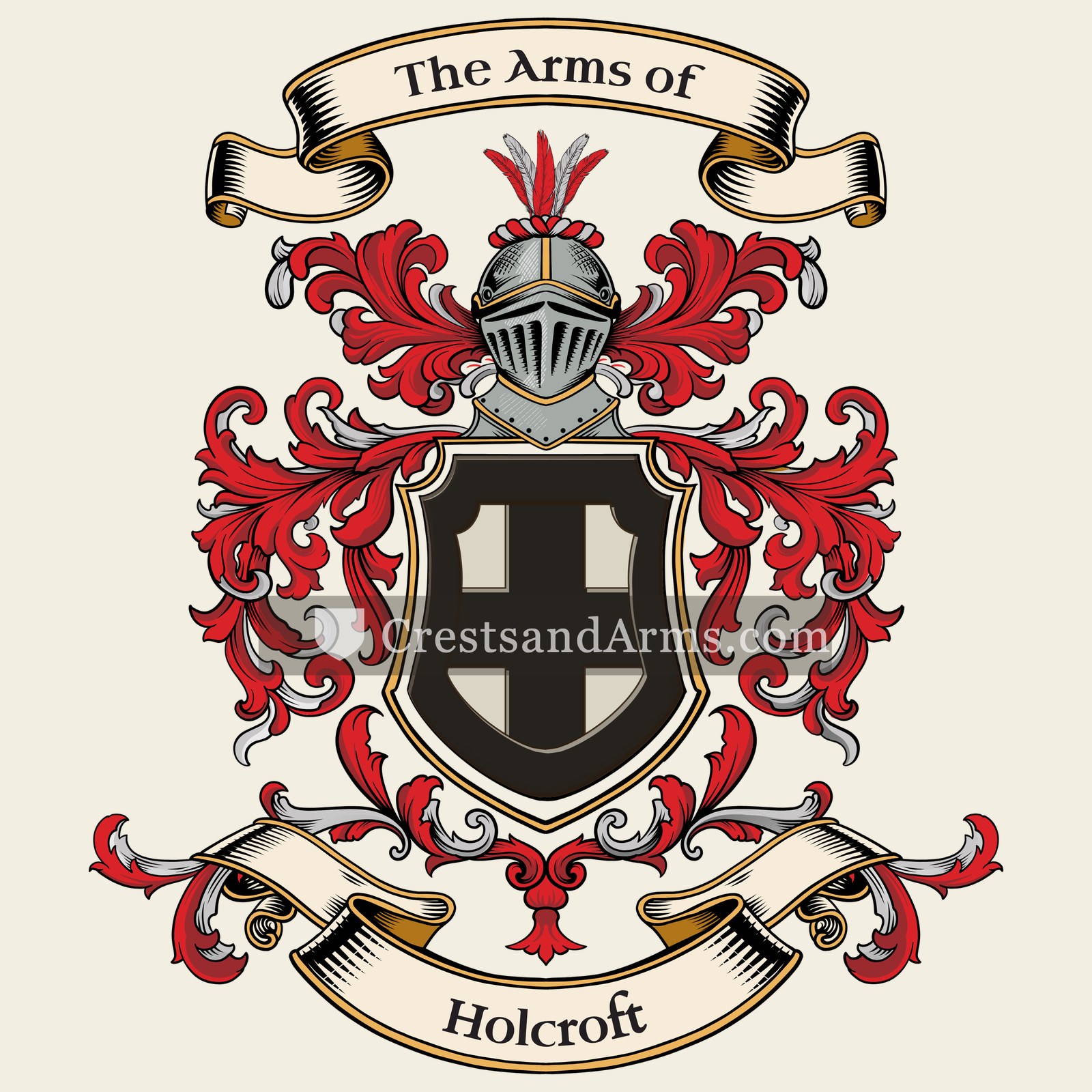 The Holcroft coat of arms, drawn from the recorded blazon
