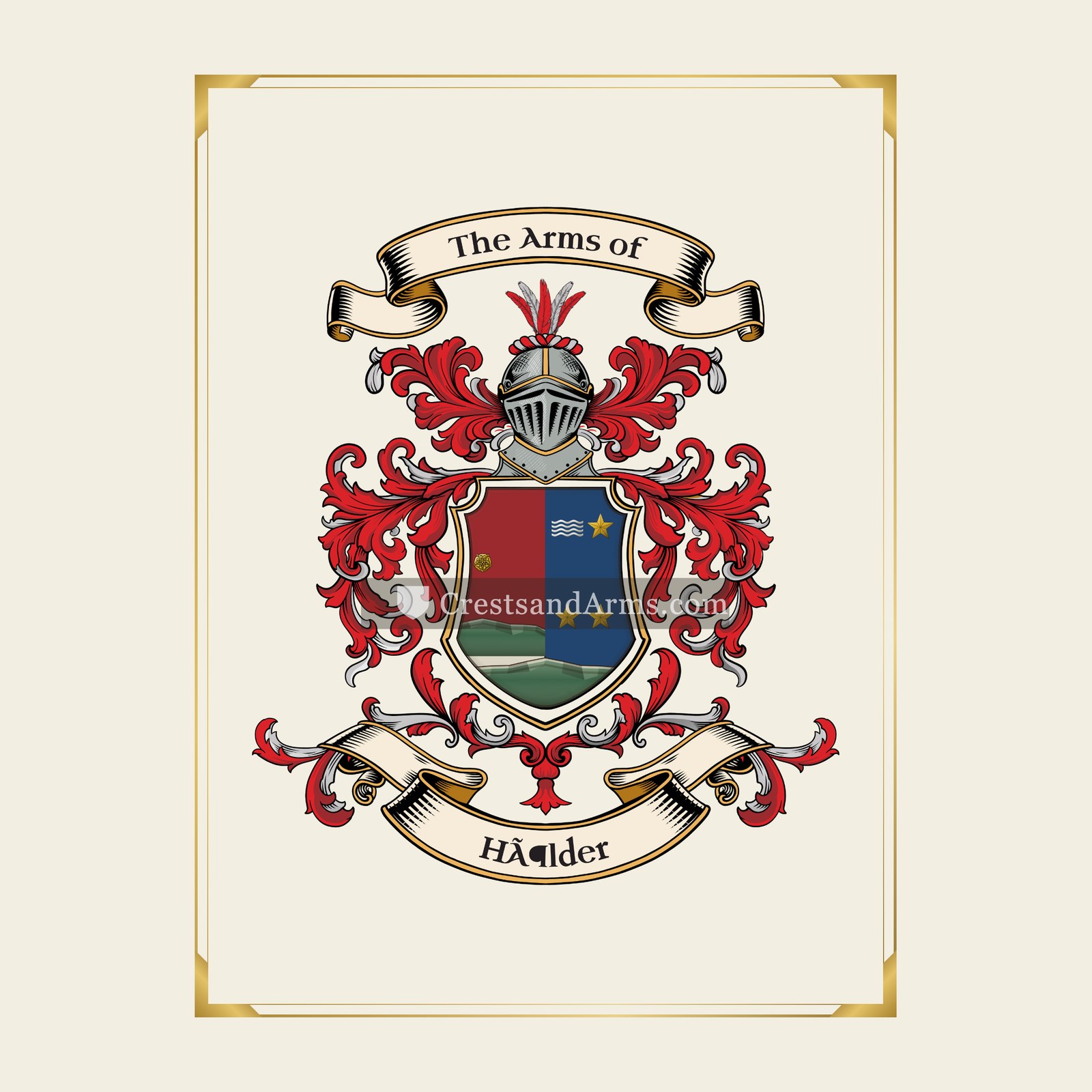 With gold border