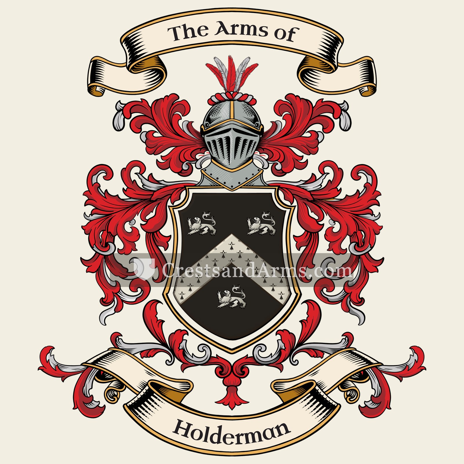 The Holderman coat of arms, drawn from the recorded blazon