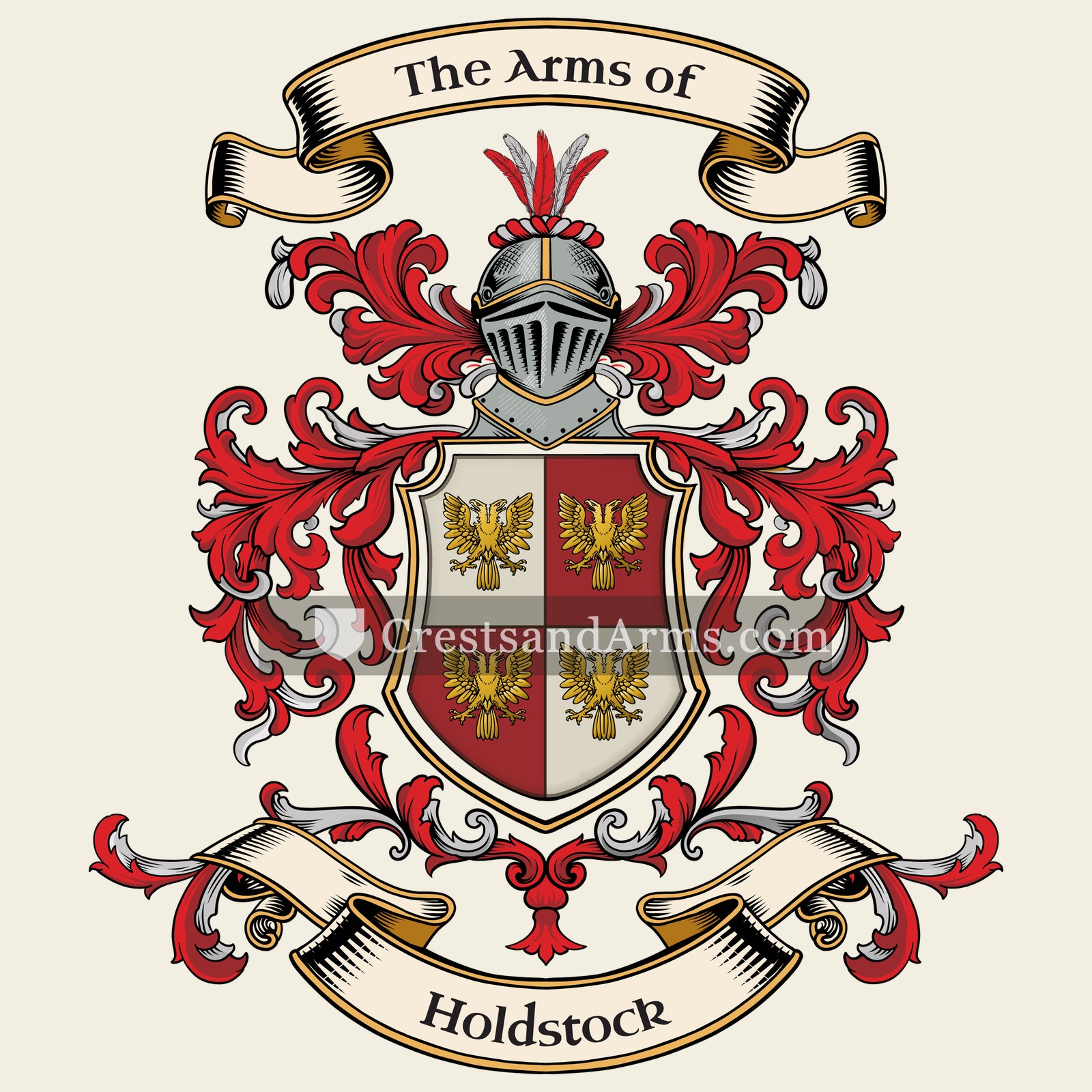 The Holdstock coat of arms, drawn from the recorded blazon