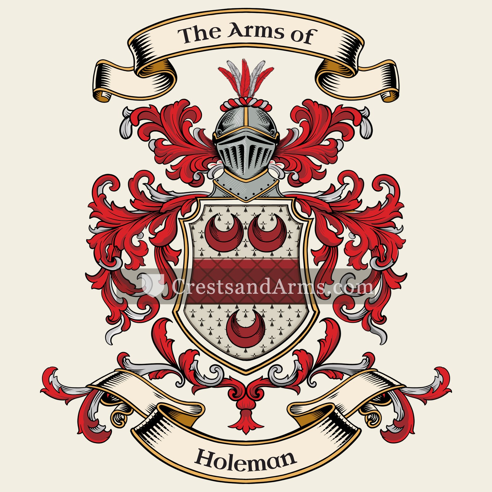 The Holeman coat of arms, drawn from the recorded blazon