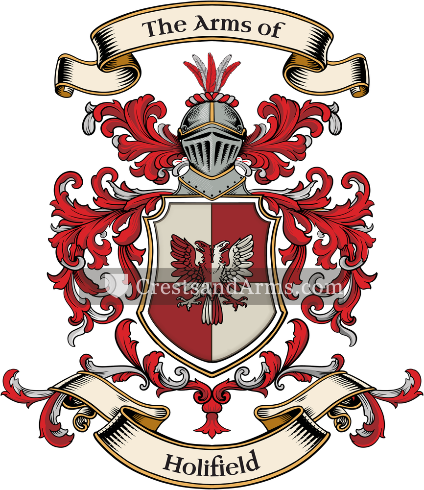 The Holifield coat of arms, drawn from the recorded blazon