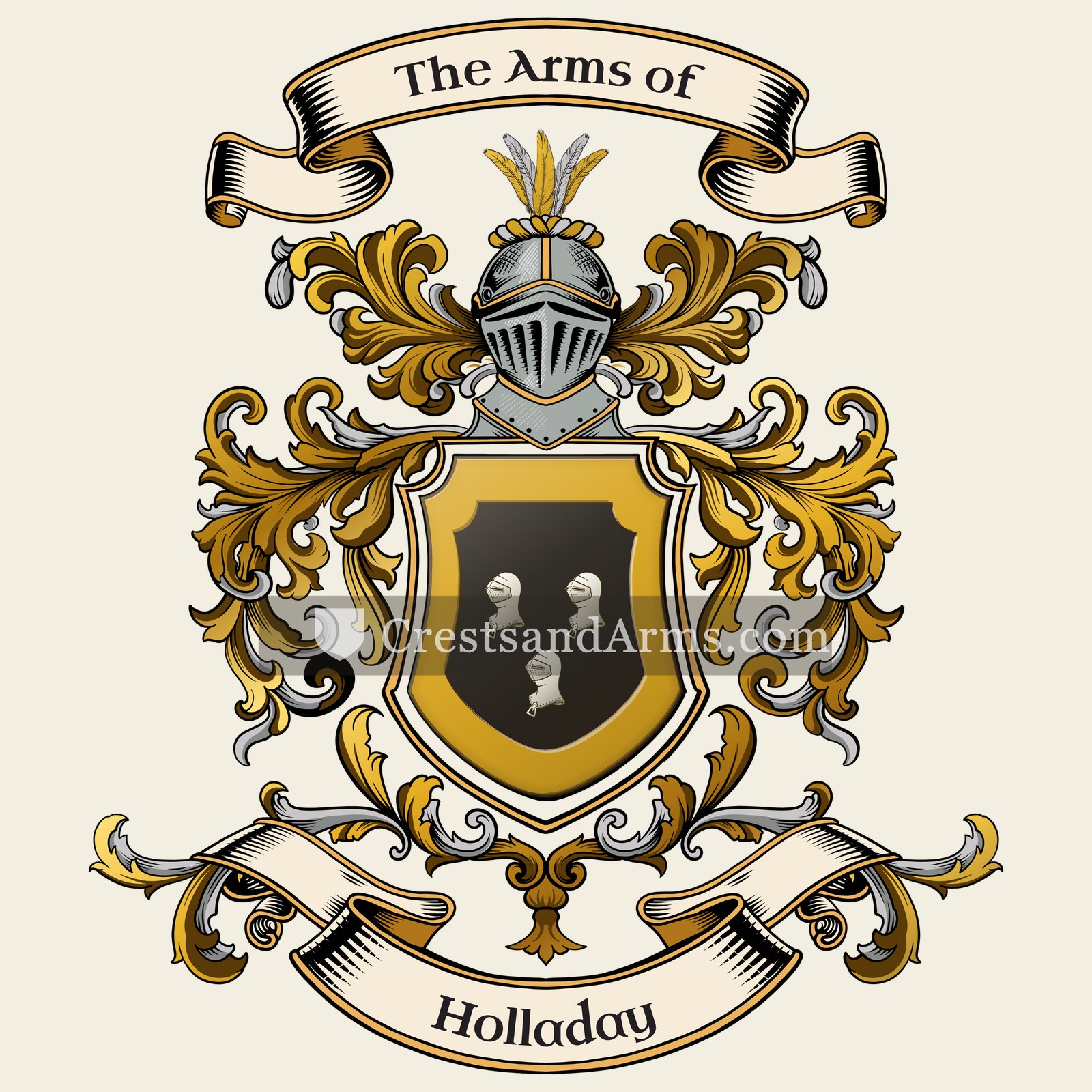 The Holladay coat of arms, drawn from the recorded blazon