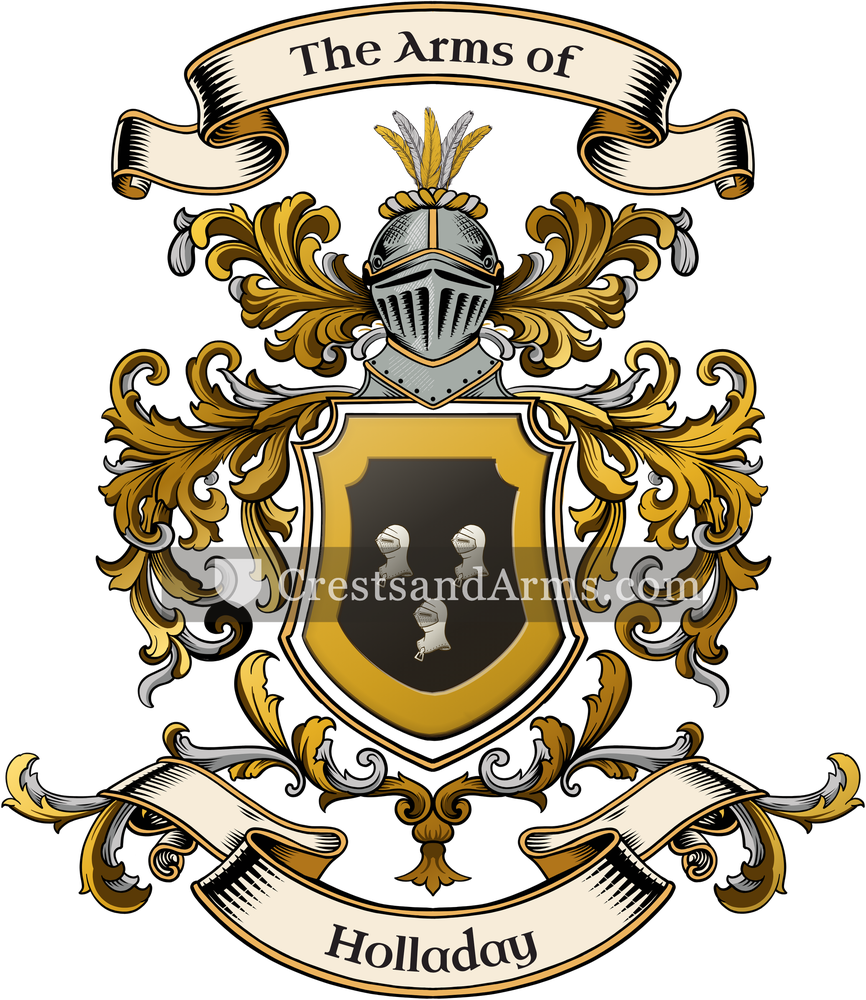 The Holladay coat of arms, drawn from the recorded blazon