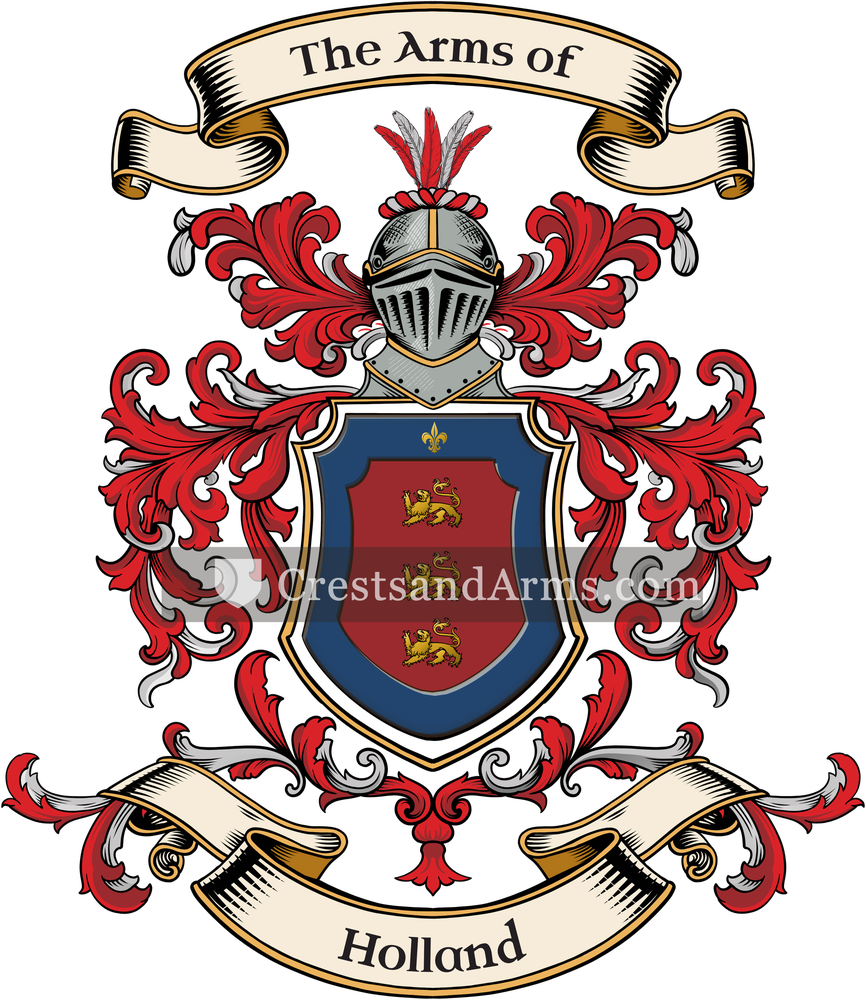 The Holland coat of arms, drawn from the recorded blazon