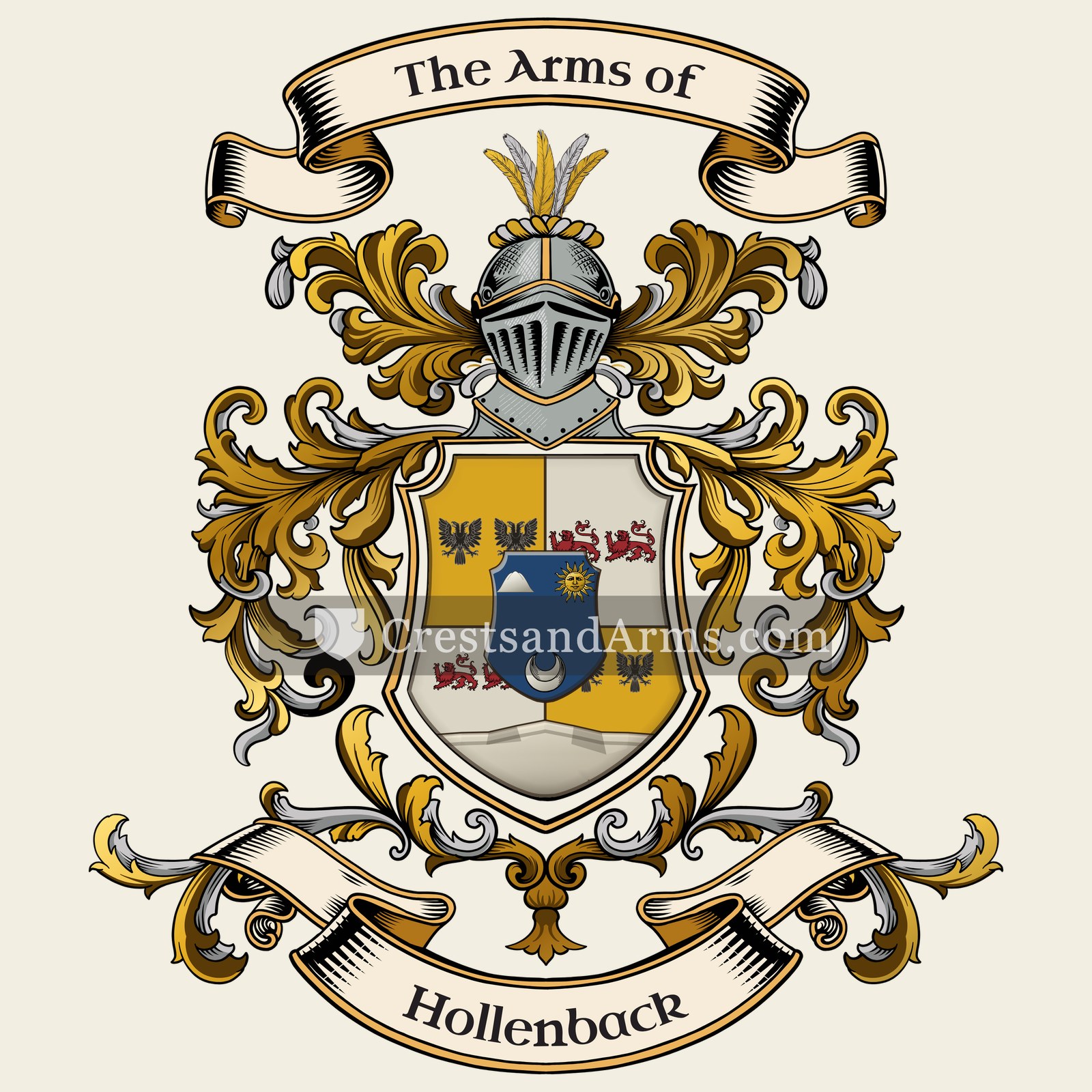 The Hollenback coat of arms, drawn from the recorded blazon