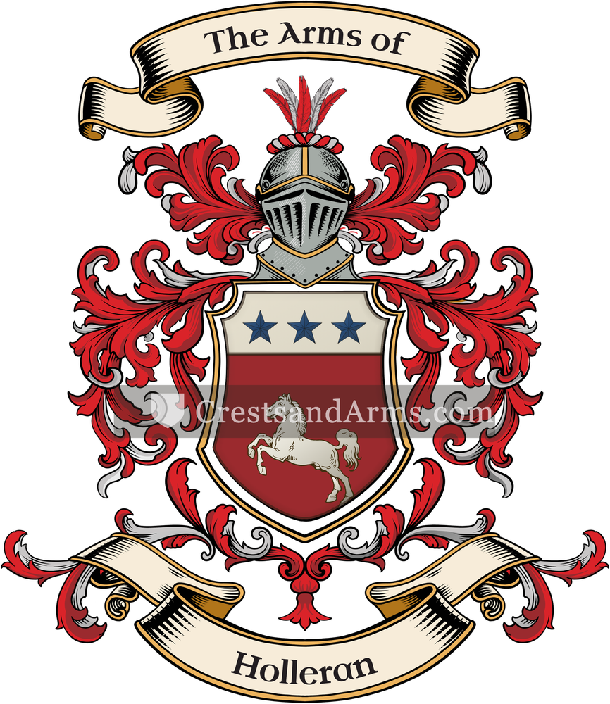 The Holleran coat of arms, drawn from the recorded blazon