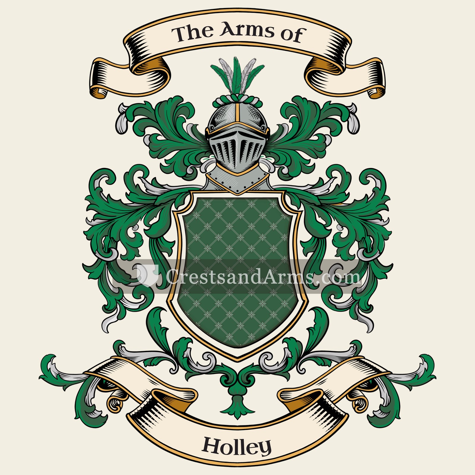 The Holley coat of arms, drawn from the recorded blazon