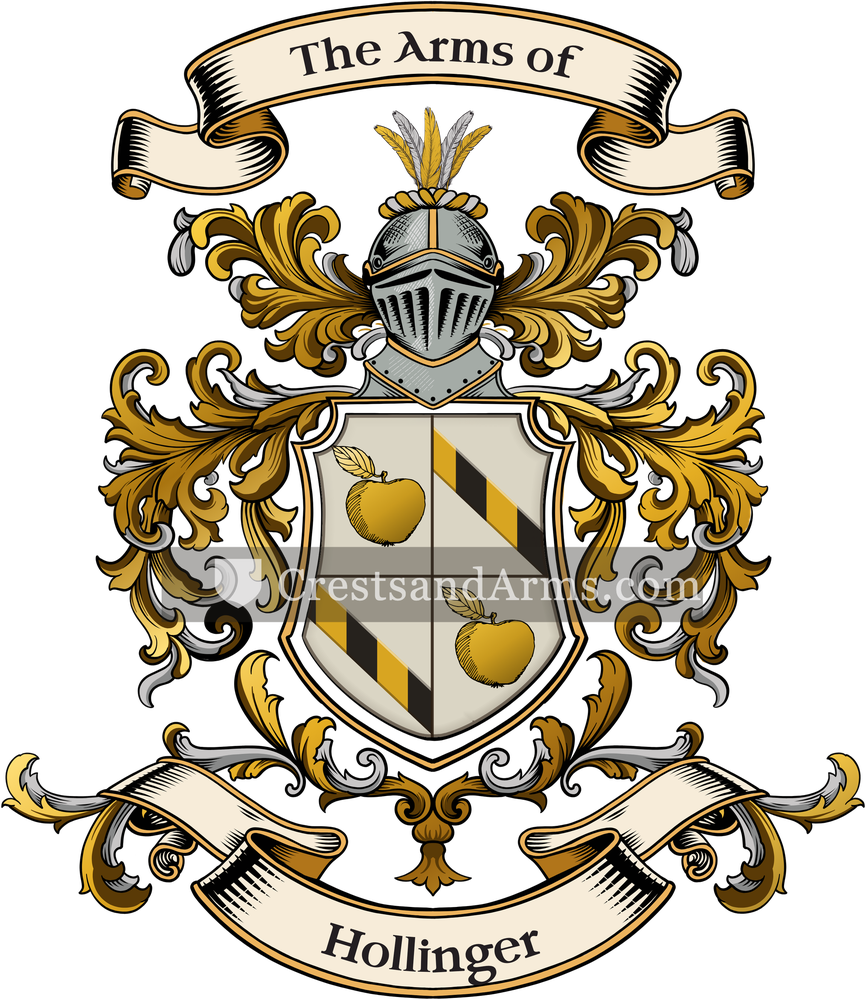 The Hollinger coat of arms, drawn from the recorded blazon