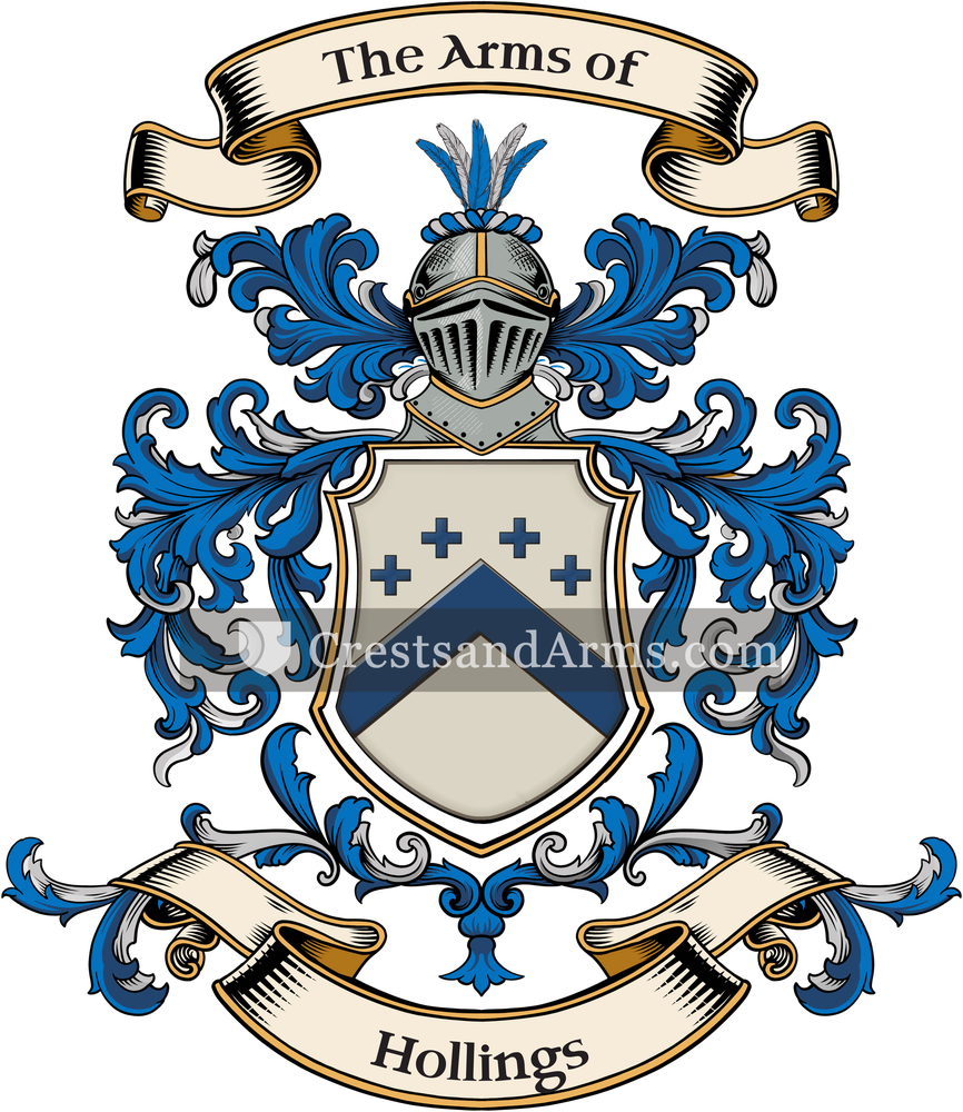 The Hollings coat of arms, drawn from the recorded blazon
