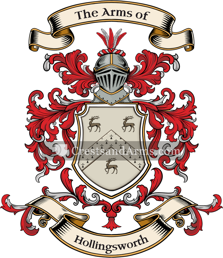 The Hollingsworth coat of arms, drawn from the recorded blazon