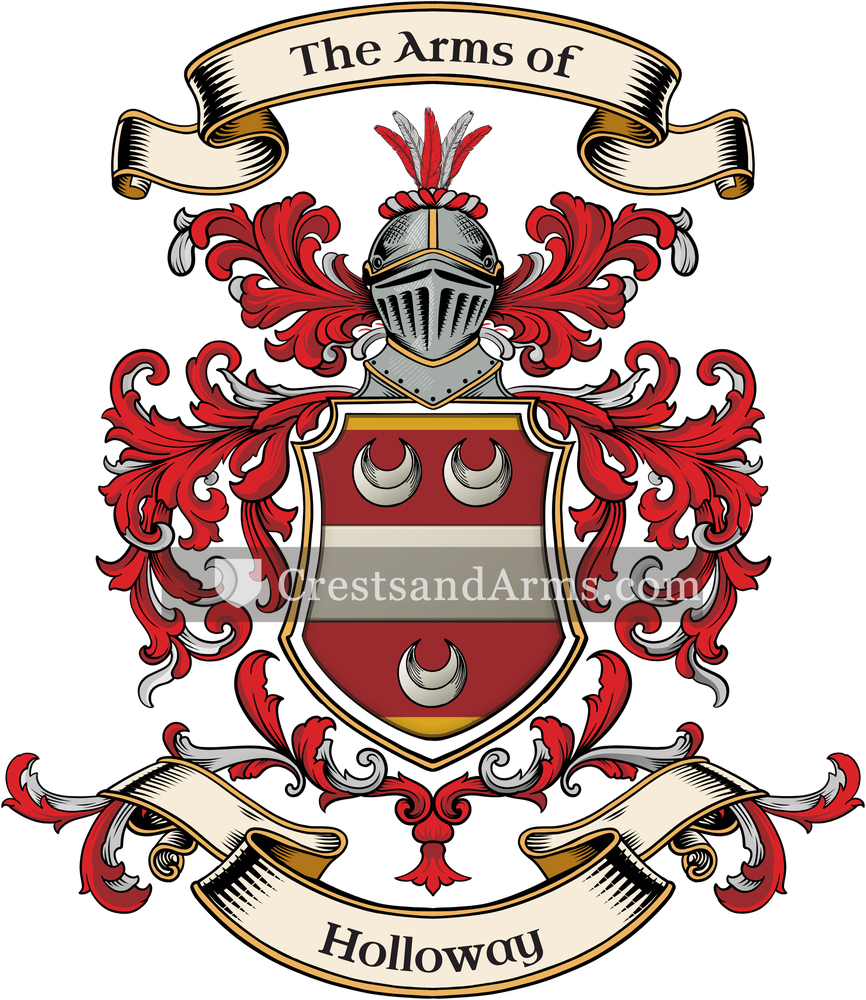 The Holloway coat of arms, drawn from the recorded blazon