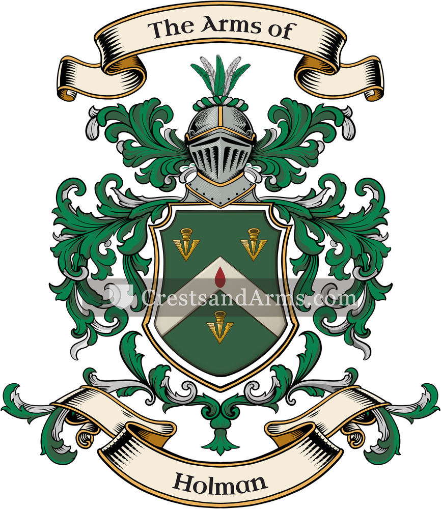 The Holman coat of arms, drawn from the recorded blazon