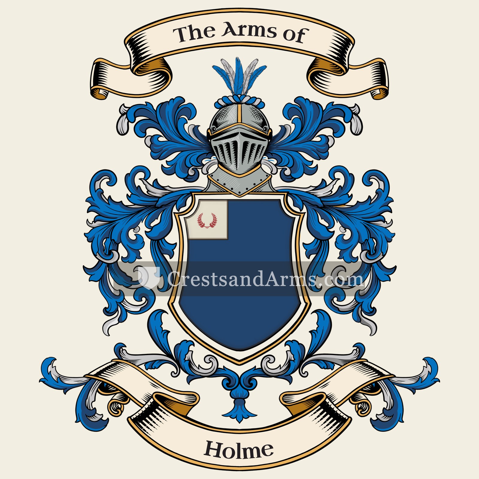 The Holme coat of arms, drawn from the recorded blazon