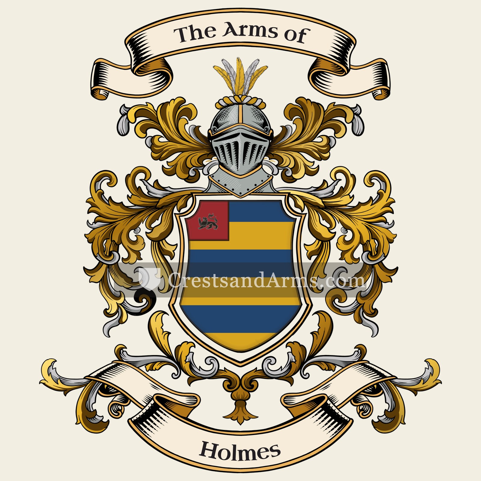 The Holmes coat of arms, drawn from the recorded blazon