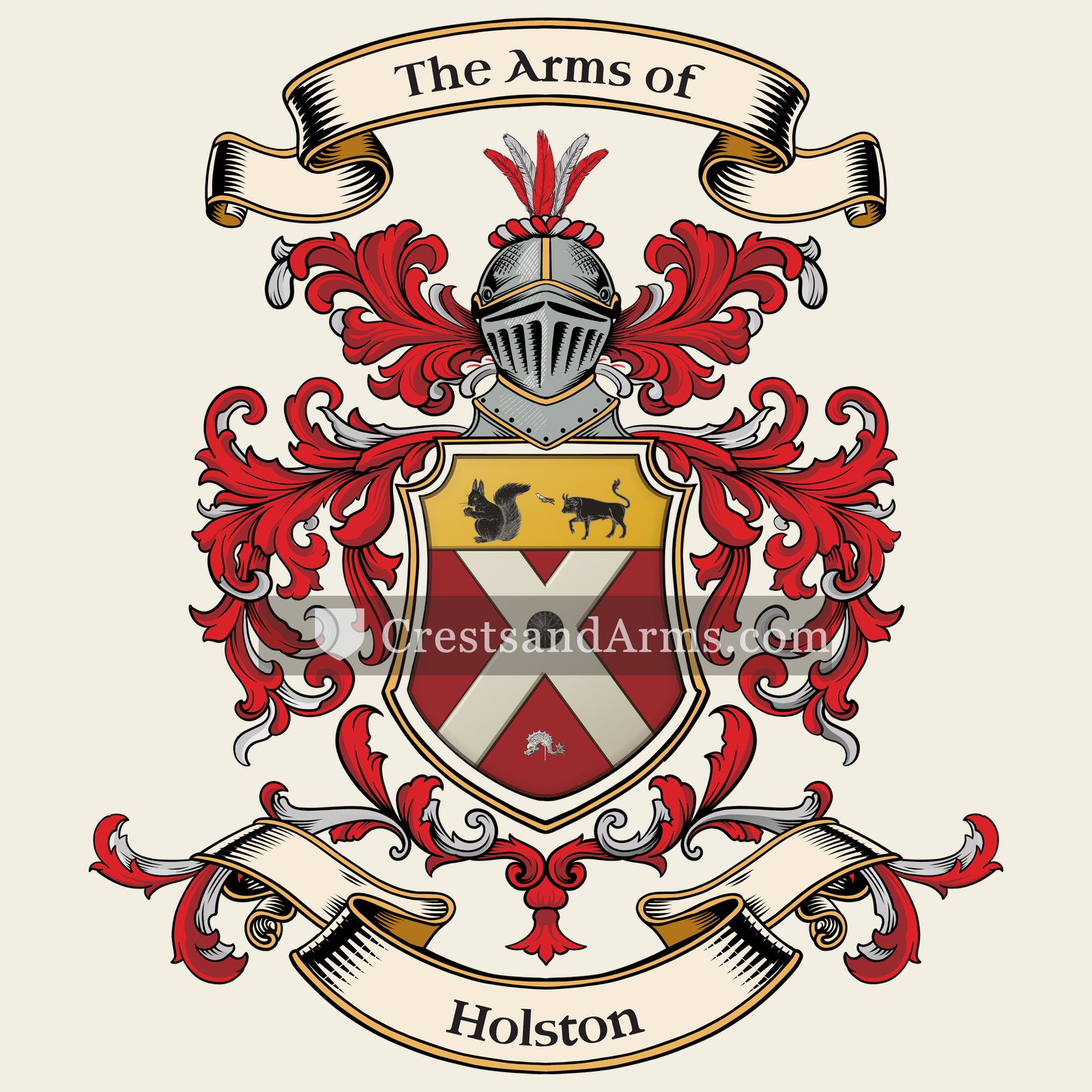 The Holston coat of arms, drawn from the recorded blazon