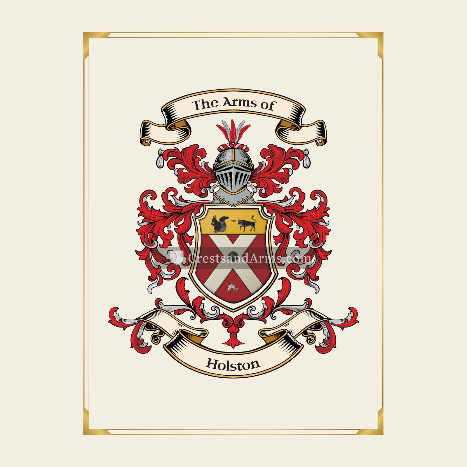 With gold border