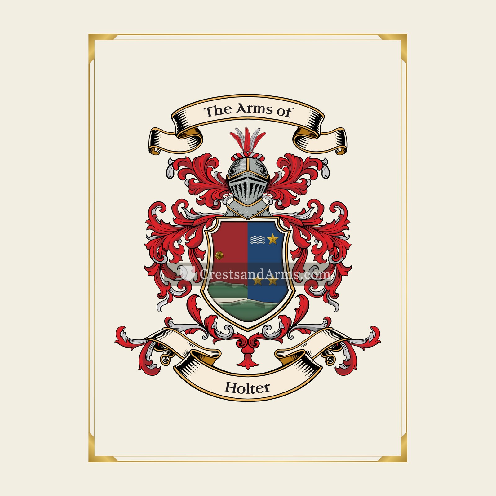 With gold border