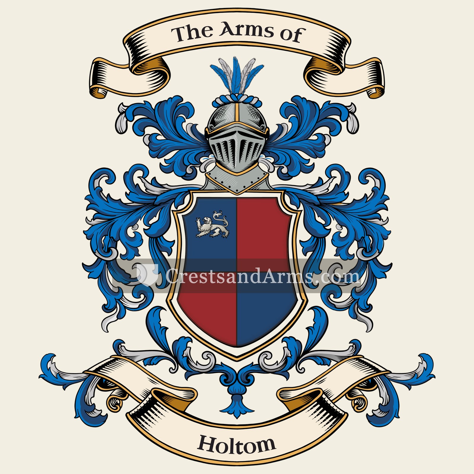 The Holtom coat of arms, drawn from the recorded blazon
