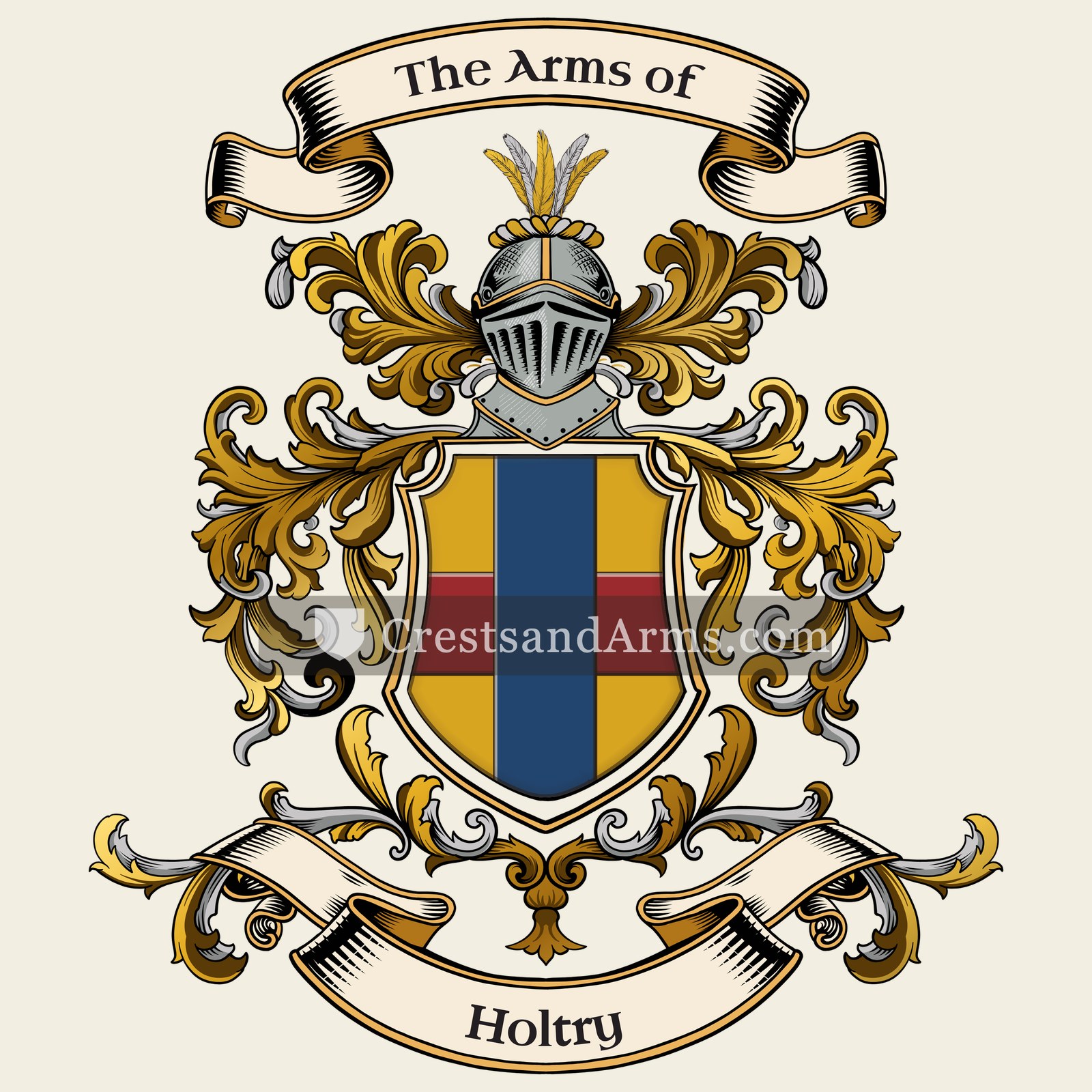 The Holtry coat of arms, drawn from the recorded blazon